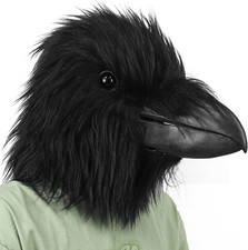 Black Raven Head Mask Animal Bird Mask Realistic Crow Latex Mask Halloween Party