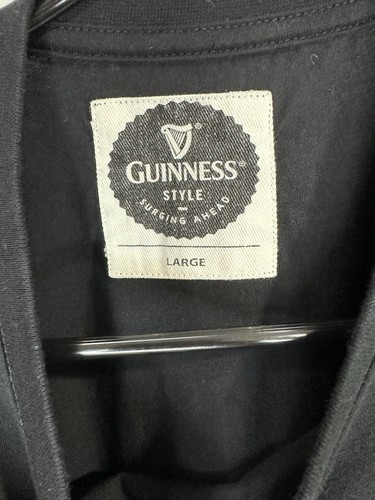 Rare Guinness Style Classic Men's Black T-Shirt w/Irish Gold Harp Design Large - Picture 3 of 5