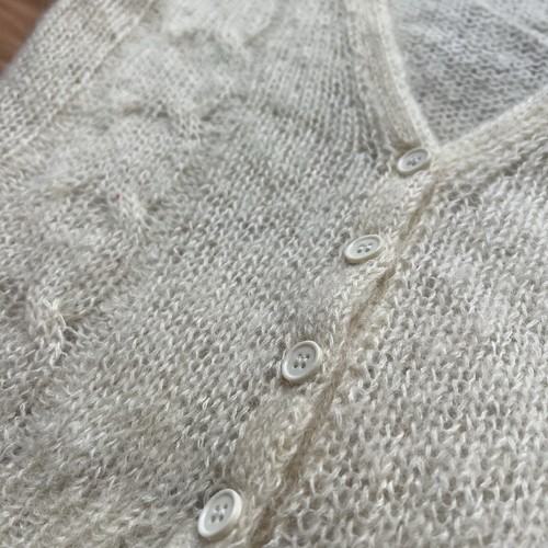 Vintage Saks Fifth Ave Preppy Cable Cream Knit Mohair Wool Vest Top Women’s M - Picture 2 of 8