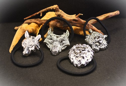 Silber oder Bronze Ton Wikinger Tiger Elastisch Haarband Pferdeschwanz Halter Damen/Herren - Bild 1 von 8