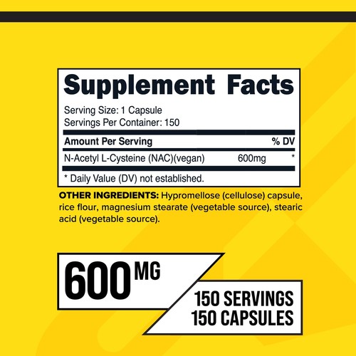 PrimaForce NAC Vegan N-Acetyl L-Cystein Supplement (600 mg) 150 Kapseln - Bild 2 von 5