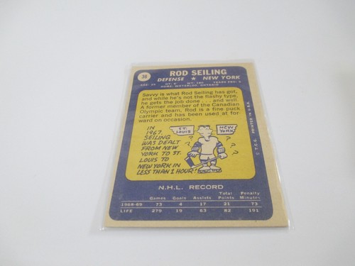 Vintage Topps 1969 Rod Seiling New York Rangers NHL Hockey Card - Picture 2 of 2