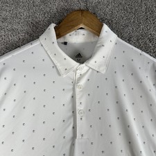Adidas Shirt Men M White AOP Tree Ultimate 365 Printed Golf Polo S/S Stretch