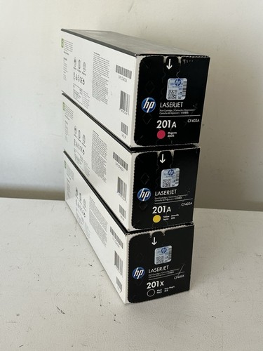 HP 201A LaserJet Druckerpatronen Schwarz CF400X Gelb CF402A Magenta CF403A Neu - Bild 2 von 6