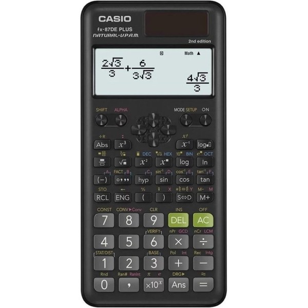 Casio FX-87DE Plus 2Nd Edition Taschenrechner Schulrechner Mathematik Schwarz-image
