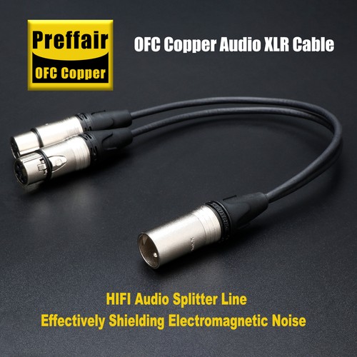 3Pin Male to Female OFC Copper XLR Cable HIFI Splitter Lines Rhoduim Plated Plug - Picture 2 of 9