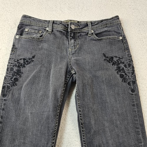 Guess Jeans Women's 30 Black Wide Leg Embroidered Floral Flowers Y2K Boot Cut - Picture 19 of 20