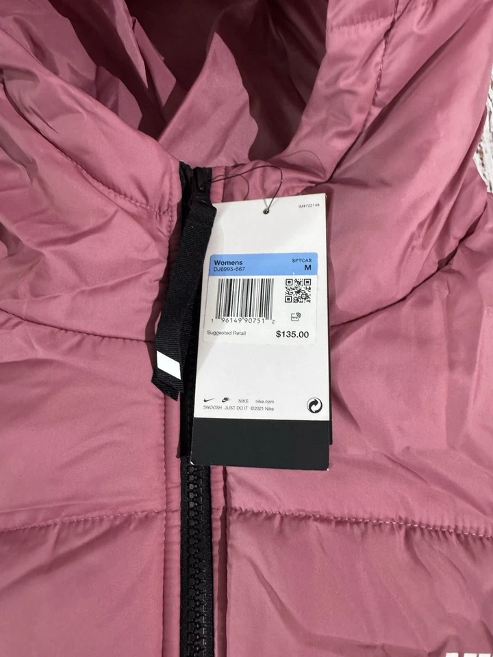 Chaqueta con capucha NIKE rosa cremallera completa deletreada para mujer talla mediana (007) Foto 4 de 4