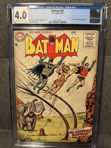 Batman #93 (DC Comics August 1955) CGC 4.0 Cream To Off White Pages Prof Nichols