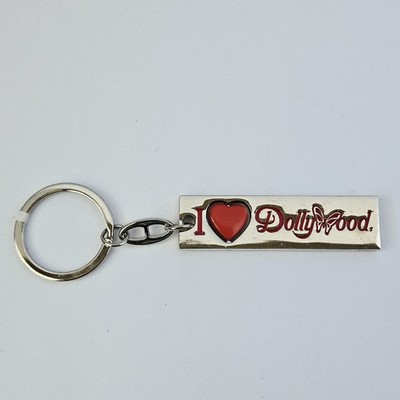 I Love Dollywood Spinner Keychain Butterfly Silver Tone Metal Red Heart Souvenir