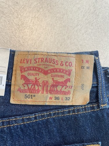 Levi's 501 Original Button Fly Men's Denim Dark Blue Jeans Size 36x36 NEW 60J - Picture 7 of 16