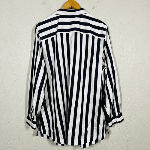 NUOVO! Camicia Chico's No Iron Easy cotone divertente a righe con bottoni casual LS - 4 - Foto 6 di 6
