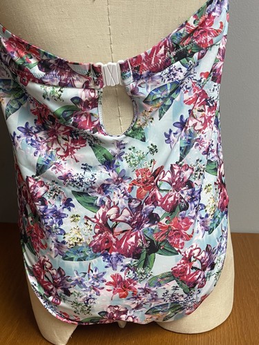 Swim Sexy Swimsuit Womens 16 Floral Ruched Halter One Piece Swimwear Cups Tie - Picture 7 of 10