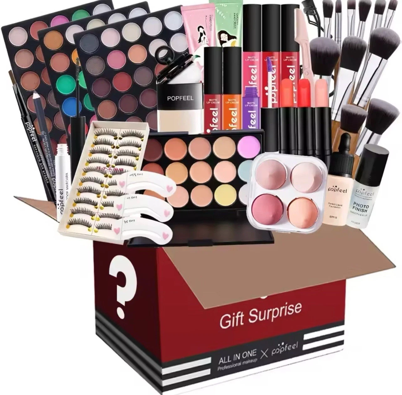 POPFEEL All-in-One Makeup Gift Set – Eyeshadow, Foundation, Lip Gloss & More