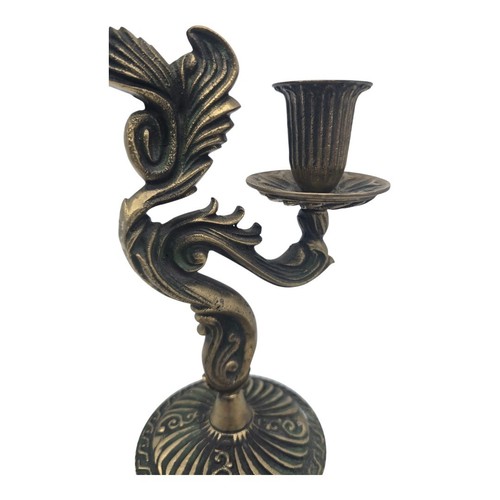 Candelabro soviético vintage Art Nouveau bronce dos velas ornamentado 12" pesado - Imagen 8 de 10