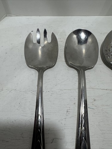 Ekco Edelstahl USA Art Deco Mid Century Modern 4er Set Servierlöffel Schöpfkelle Gabel - Bild 2 von 15