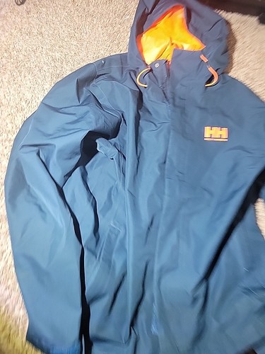 Helly Hansen Seven J Rain Jacket Men’s LG Dark Creek Zip Up Hooded Waterproof - Picture 3 of 5