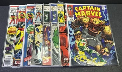 Captain Marvel 1968 Comics Series Lot Of 8 #6 12 13 15 17 22 30 51 FN