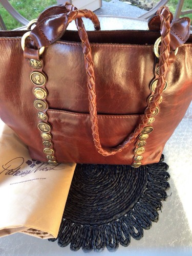 Patricia Nash Brown Leather “Renaissance Coin” Tote Bag