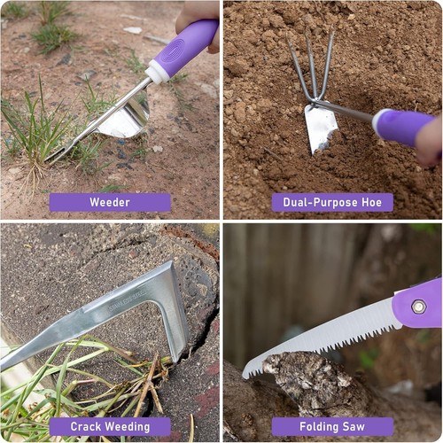 Lila Gartenwerkzeug-Set Gartenartikel für Frauen - 11-teilig robust  - Bild 5 von 7