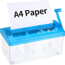 Portable A4 Paper Shredder – Mini Manual Document Grinder 3L (Blue)