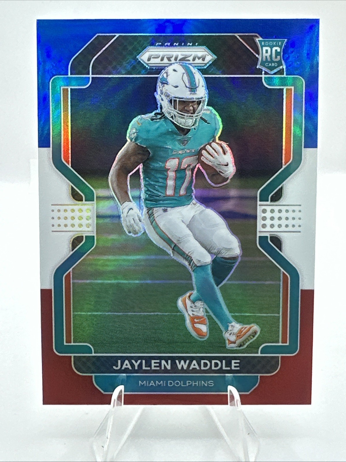 2021 Panini Prizm - Rookie Jaylen Waddle #338 Red White & Blue Prizm (RC)