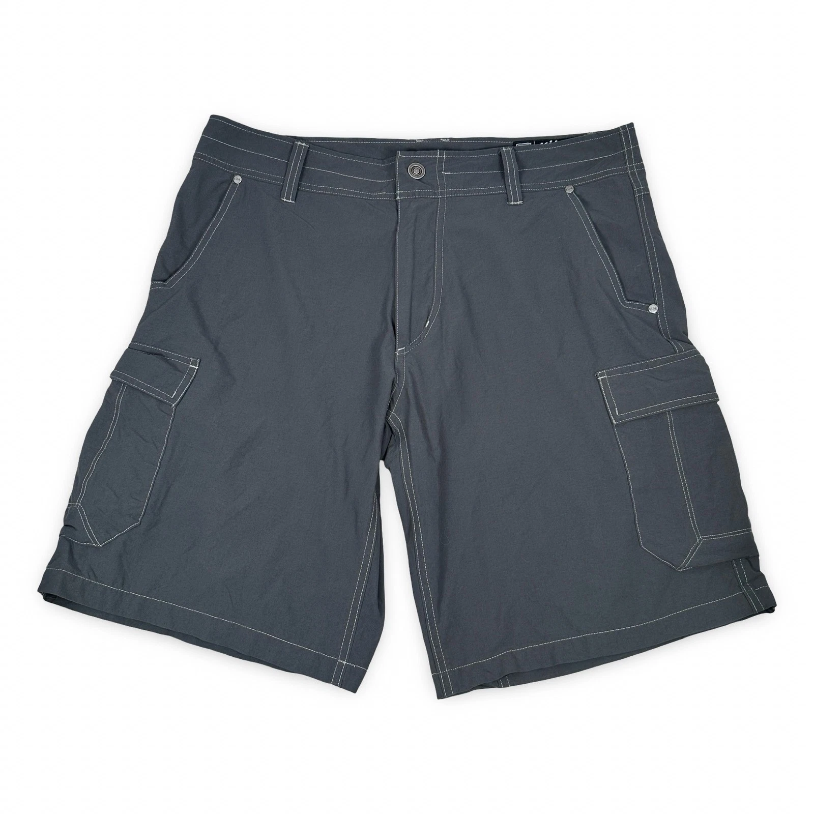 Kuhl Raptr Cargo Shorts Mens 34 Gray Blue Tint Hiking Outdoor Performance