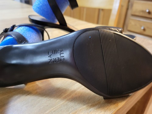 Black Leather Dress Heel Ankle Strap Open Toe  By Naturalizer Sz 9.5N Very Clean - Picture 11 of 13