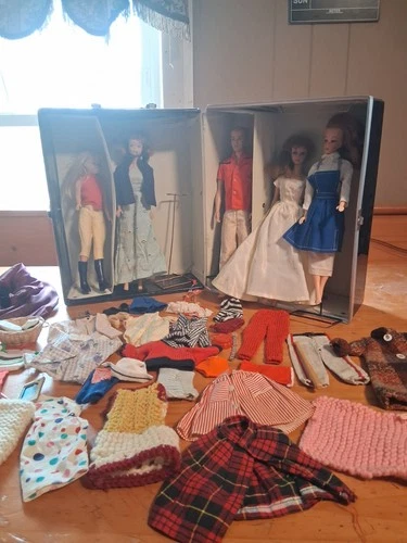 1960s bubble barbie and ken dolls Fashion Dolls Lot with Outfits and Accessories
