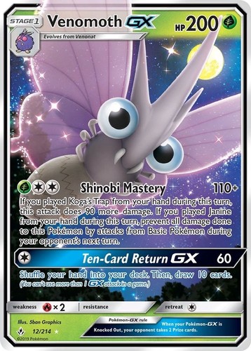 Venomoth GX - 12/214 - Pokemon Unbroken Bonds Sun & Moon Ultra Rare Card NM
