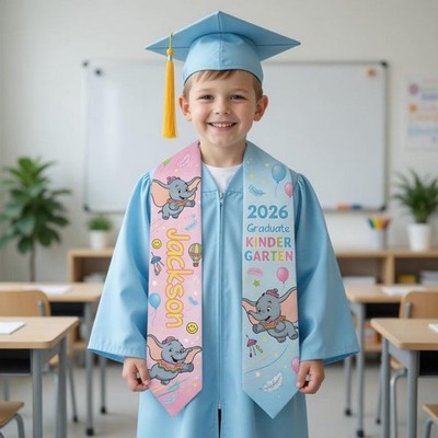 Custom Dumbo Elephant Class Of 2026 Graduation Stole, Kindergarten Grad Sash