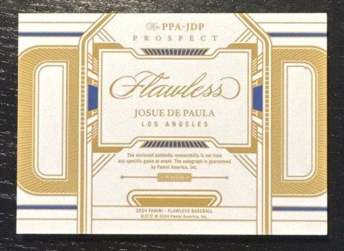 2024 Flawless Baseball Josue De Paula Auto Logo Patch Green RPA SSP 5/5 Dodgers - Picture 2 of 2