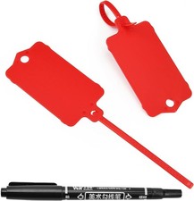 100pcs Blank Plastic Tags for Labeling Reusable Hanging 37x63mm, Red 