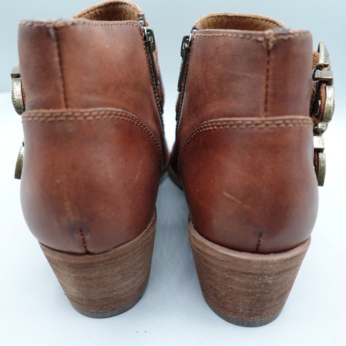 Frye Ray Western Shootie Boots Women 7 M Cognac Zip booties decorative Harnes - Picture 4 of 14
