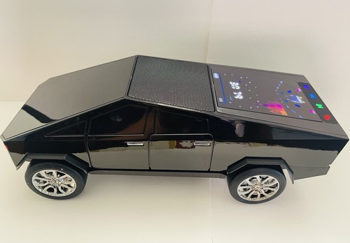 Tesla Black Cybertruck Shape Bluetooth Portable Speaker W/LED Screen USB/AUX/FM - Picture 4 of 8