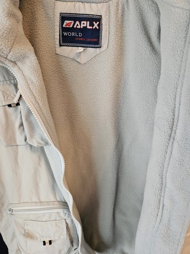APLX World Vest Large Beige Polyester Fleece Lining Cargo Pockets Vintage VTG - Picture 8 of 11