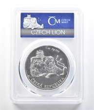 2017 Czech Republic 1 Dollar Silver Czech Lion 1 Oz Ms70 Pcgs *3605