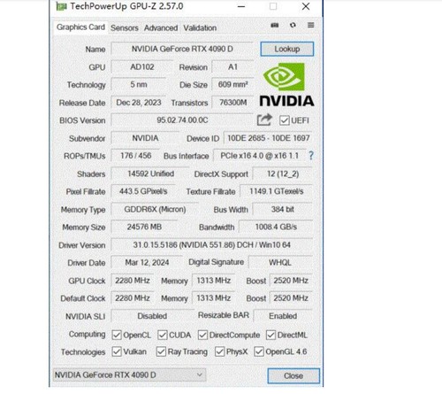 NVIDIA RTX4090 D 24G GPU Dual Wide Turbo Founders Edition Graphics Card OEM - Picture 6 of 11