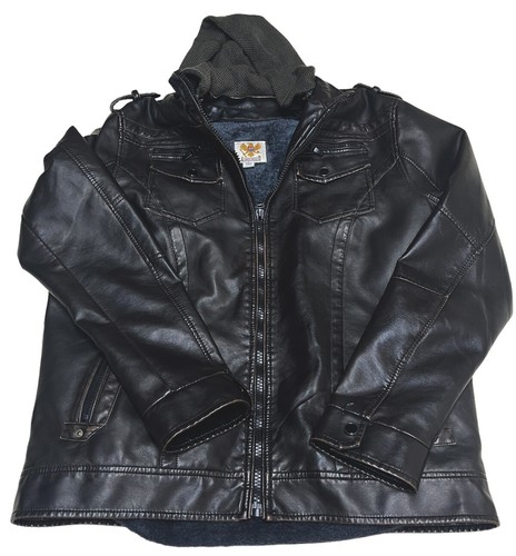 Chaqueta coleccionable Ameri Mode marrón de cuero PU grande EE. UU. con Rem. Capucha y forro Wm - Imagen 1 de 18