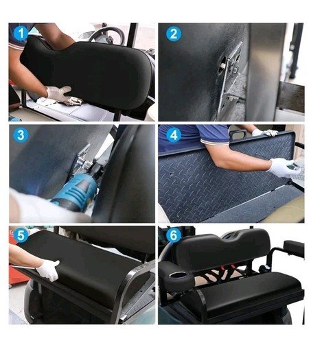 Golf Cart Rear Seat EZ-GO- Yamaha- Club Car NIB Black Fits Many Years Models - Foto 6 di 8