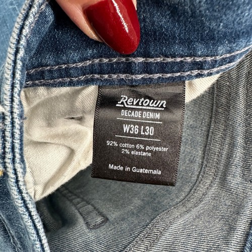 Revtown Mens Taper Fit Decade Denim Jeans W36 L30 Blue Wash - Picture 4 of 15