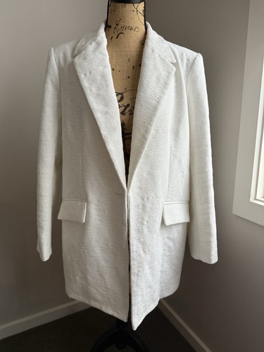 SHEIKE Long Length Blazer Jacket Size 14 With Pockets Cream White - Picture 13 of 19