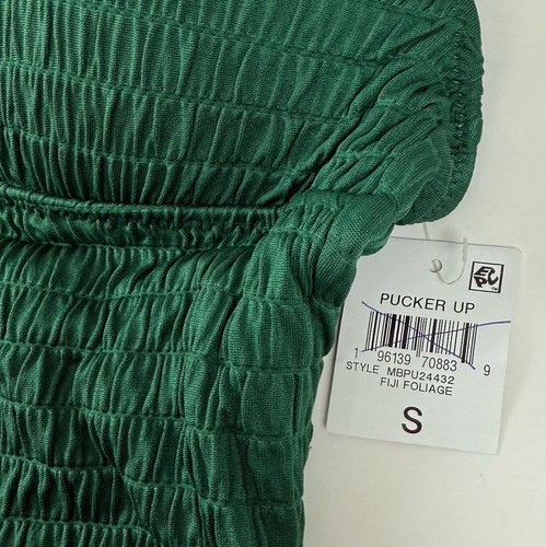 Bar iii Tankini Top Womens Small Green Fiji Foliage Pucker Up Swim NWT NEW - Picture 5 of 11