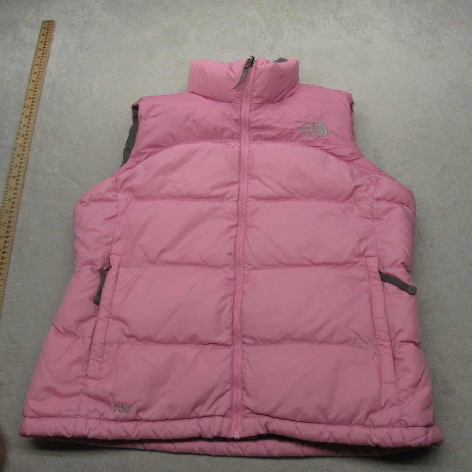 Chaleco The North Face Down Mujer Grande Rosa 700 Bolsillos de Relleno Cremallera Completa Puffer De Colección Foto 2 de 4