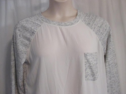 Reg Size L Lou & Grey Pullover Casual Top Light Weight Poly White & Mottled Gray - Picture 2 of 5