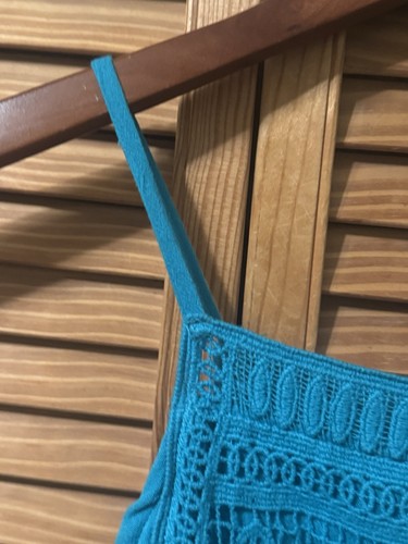 Art Class Girls Turquoise Blue Halter Crochet Gauze Aztec Print Cami Tank; 14-16 - Picture 4 of 8