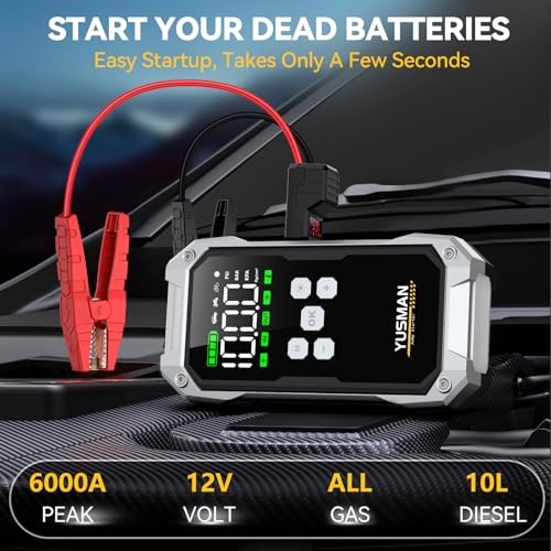 Car Jump Starter with Air Compressor, 6000A 150PSI Jump Starter Battery Pack - Picture 3 of 7