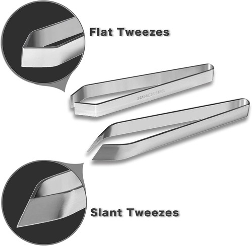 2 Pcs Fish Bone Tweezers, Pliers, Stainless Steel Flat and Silver - Picture 3 of 8