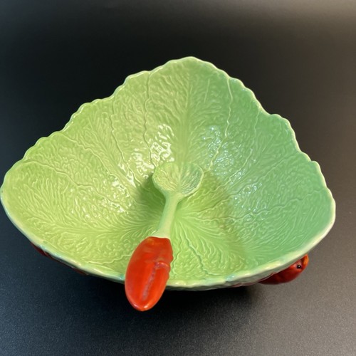 Vtg Carlton Ware Lobster Cabbage Leaf Salad Soup 9" Bowl & Serving Spoon England - Picture 11 of 11