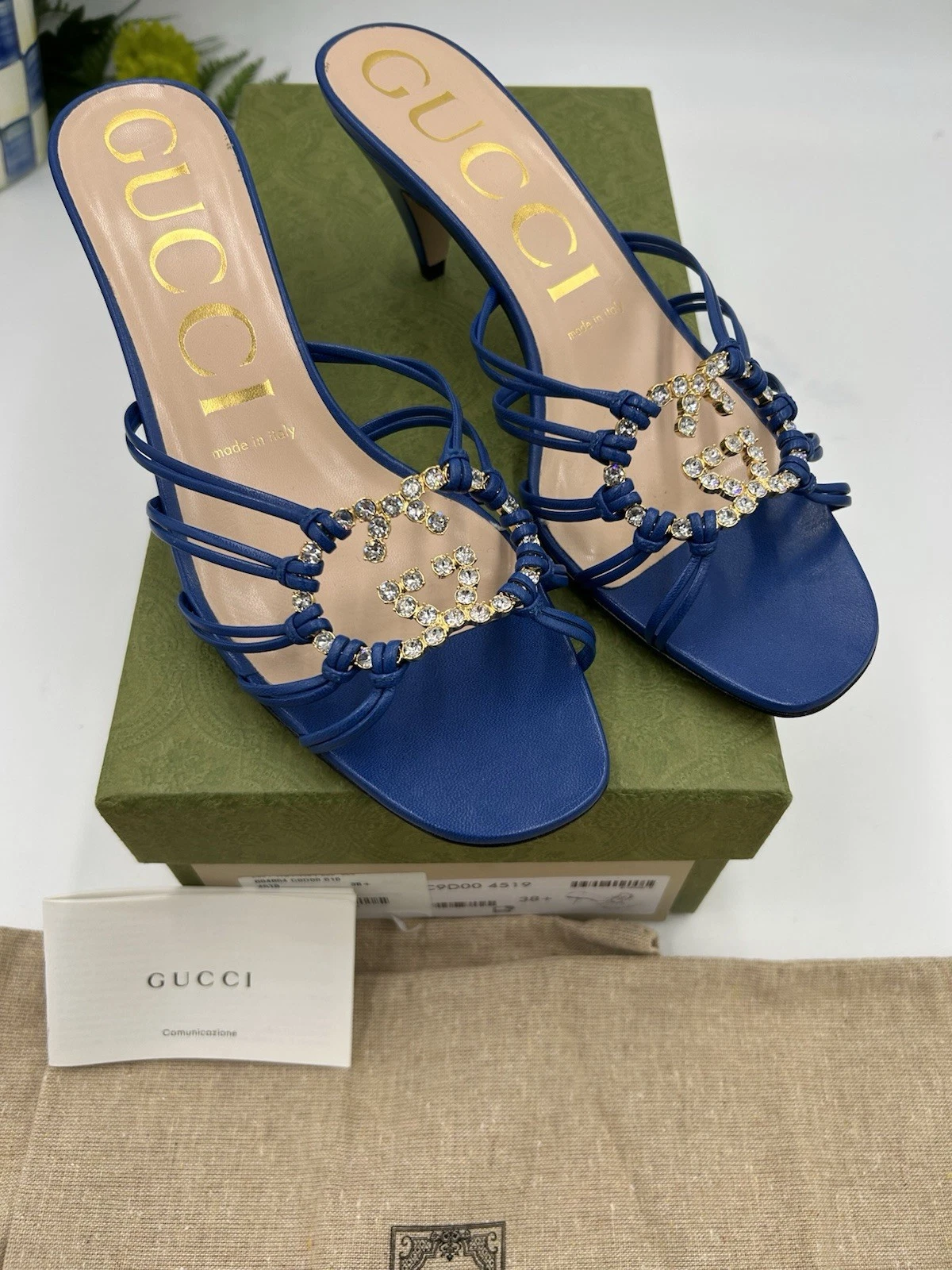 Mules femme Gucci GG cristal taille 38,5 fabriquées en Italie